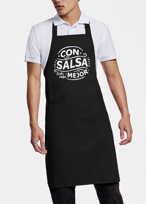 Black apron &quot;With sauce everything tastes better&quot;