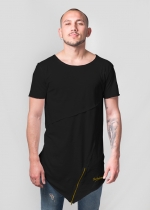Zip asymmetric black t-shirt