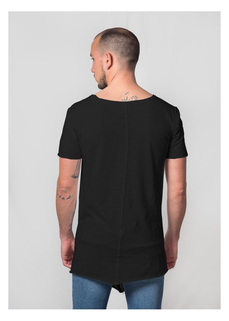 Camiseta zip asimétrica negra -
