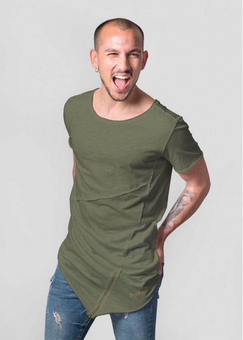 Camiseta zip asimétrica verde